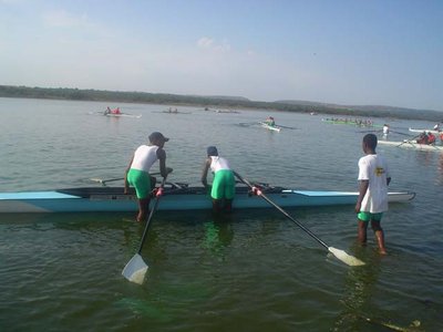 Nemato boys under 19 double on the way to the start at the SA Junior Rowing Championships